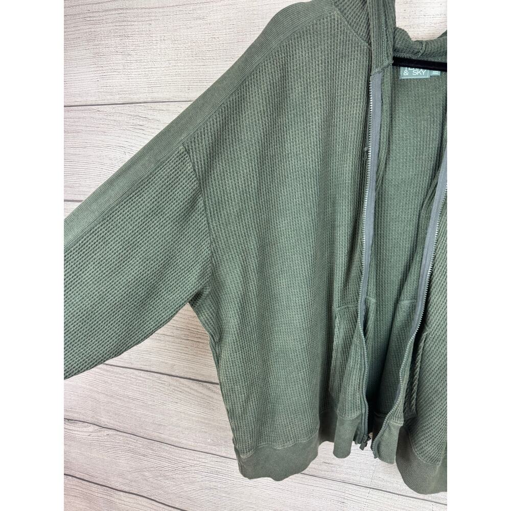 Terra & Sky Plus Size Green Washed Waffle Knit Matching Lounge Set Size 3X/4X - Picture 4 of 15